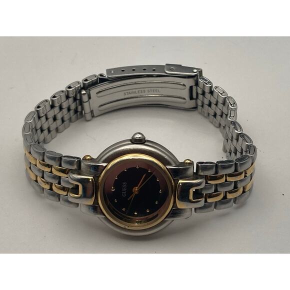 VTG Guess Women's Watch 25mm Black with Gold and Silver Tones - New Battery - Picture 4 of 6